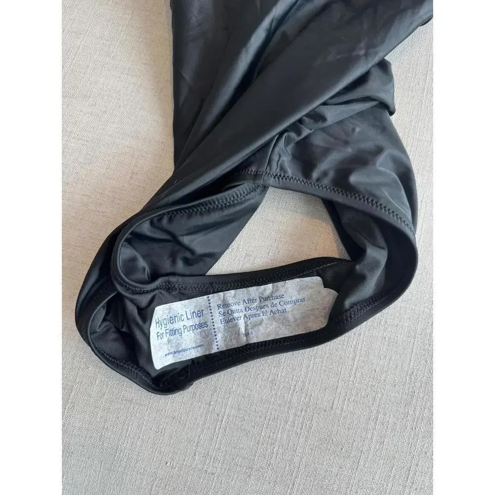 NWT J. Crew Ruched Ruffle One Piece Swimsuit Sz 4 Black Plunge V Neck Minimalist